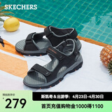 斯凯奇（Skechers）凉鞋男夏季司机户外运动增高魔术贴沙滩鞋渔夫凉鞋204105 黑色/BLK 45