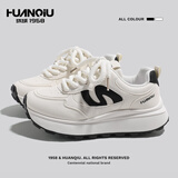 环球老爹鞋女显脚小2025新款百搭休闲小白鞋厚底阿甘运动鞋 米黑 37