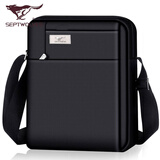 七匹狼男包单肩包斜挎包男士包包布包织布大容量多功能休闲布挎包 黑色小号【高24*宽18*8厚度】