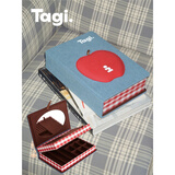 Tagi.想象鼓鼓苹果首饰盒双层大容量带化妆镜饰品盒新年礼物-牛仔苹果 