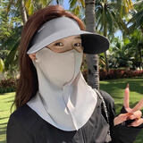 目丸全脸防晒面罩脸基尼女防紫外线夏季冰丝无痕遮阳帽子口罩护颈一体 2#浅灰【帽子+面罩】