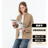 雪中飞摇粒绒立领女春季纯色简约舒适休闲情侣款保暖时尚百搭休闲卫衣 002F暖米色（女） L
