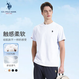U.S. POLO ASSN.保罗短袖T恤男夏季百搭纯棉薄款简约圆领短袖上衣 白色 XL （建议125斤-145斤）