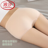 浪莎（LangSha）内裤女平角裤中腰四季收腹无缝提臀女短裤无痕裤衩包臀 肤色+粉色平角 2条 均码 （100-140斤建议）
