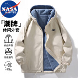 NASA MARVEL棉衣男棉服男冬季外套面包服羊羔绒连帽潮牌加绒加厚百搭情侣装