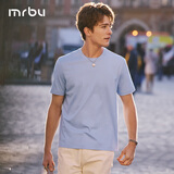 Mr.Bu布先生新疆长绒棉短袖T恤男士纯棉情侣小白T春夏季打底衫纯色衣服 【纯正棉感T】晴空蓝 XL (180)
