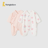 童泰（TONGTAI）婴儿连体衣夏季新生儿衣服宝宝家居内衣蝴蝶衣2件装 粉色59cm