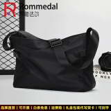 罗梅达尔（Rommedal）新款简约单肩包男士时尚斜跨小背包牛津布轻便休闲男包帆布斜挎包 黑色 大号【33cm*10cm*24cm】
