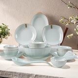 华青格餐具整套装冰裂纹工艺32件套碗筷套装礼盒装乔迁之喜