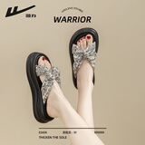 回力凉拖鞋女2025冬季外穿勃肯厚底一字软底百搭内增高海边沙滩鞋子女 米黑 38