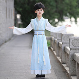 奥蒙威男童汉服古装儿童国学服新中式古代儿童男孩唐装学生演出服YJA92 蓝色 150