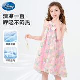 迪士尼女童公主裙夏季海边度假风背心裙女孩连衣裙裙子蝴蝶结  粉120