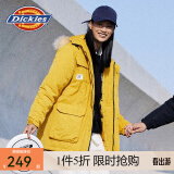 dickies棉服 可脱卸毛领字母印花多口袋夹克百搭厚外套 9551 姜黄 L