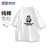 GENIOLAMODE短袖T恤男2025新款纯棉卡通印花t恤宽松休闲舒适百搭男士五分袖