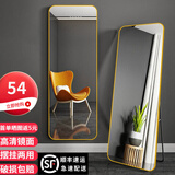 舒客艺家   穿衣镜 全身落地镜试衣镜家用防爆壁挂卧室镜衣帽间网红大镜子 香槟金155*45 【摆挂两用】