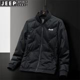 JEEP SPIRIT吉普羽绒服男冬季短款外套男士冬季袄子冬天中青年外衣商务休服装 黑色 L （建议100-125斤）