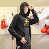 阿迪达斯 （adidas）卫衣男秋季跑步运动保暖防风连帽卫衣 黑金小logo M 