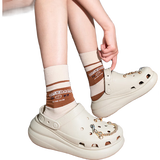 【95成新】卡骆驰（crocs）男女泡芙洞洞鞋户外休闲时尚厚底一脚蹬沙滩鞋 207521-2Y2 38-39