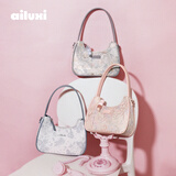 爱路喜百搭轻便油画包包女包学生时尚小包通勤单肩斜挎包生日礼物送女友 蝴蝶灰【送长肩带】