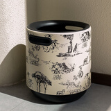 三木青禾法式垃圾桶家用客厅新款轻奢高档法式大容量卧室高颜值双层卫生间 神秘丛林（米黑）12L大容量