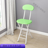 圣洛伊折叠椅子家用餐椅简易椅休闲靠背椅宿舍凳子阳台靠椅便携成人圆凳 浅绿色 白架椅(有靠背)
