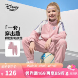 迪士尼（DISNEY）童装男女童立领前开长袖套装外套长裤两件套25春秋DB411AA02粉160