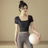 ACKDCS新款夏季带胸垫瑜伽服短袖女普拉提训练健身上衣专业跑步运动T恤