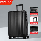 飞流（FREELEO）铝框拉杆箱轻音轮拉链行李箱男女旅行箱包学生密码箱托运箱皮箱子 青春系列·TSA密码锁-耀夜黑 24英寸 【托运箱·适合5-10天】