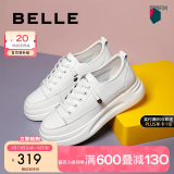 百丽（Belle）小白鞋女鞋商场款厚底增高一脚蹬单鞋透气休闲鞋U8N1DAM3 白色 34 (220mm)