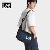 Lee【优惠特价】斜挎包男户外休闲大容量单肩包女通勤邮差包学生书包 蓝黑色（拉链款）