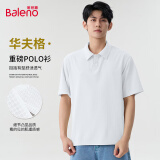 班尼路美式polo衫男款夏季潮牌华夫格宽松大码短袖男士重磅翻领上衣服潮 【华夫格】-白#纯色 M 【现货速发】