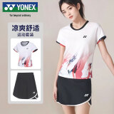YONEX尤尼克斯羽毛球服舒适透气跑步健身短袖短裙套装210234BCR白L