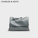 CHARLES&KEITH大容量纯色链条邮差包单肩腋下包包女包婚包生日礼物CK2-20271514 Grey灰色 大包