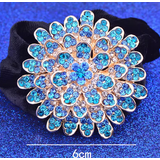 梦逸韩国水钻绒布发圈水晶发饰发绳盘发扎马尾头花丸子头橡皮筋饰品 深蓝色 头花20