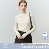 FANSILANEN范思蓝恩22FS4378亲肤软糯半高领修身打底衫女秋冬内搭长袖针织衫 米杏色 M