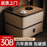 向向锦鲤床头柜带锁现代简约意式极简实木收纳柜储物柜轻奢高级卧室床边柜 【卡其】纳帕皮+密码锁+整装发货 全身实木款：宽50*深40*高50cm
