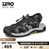 零度Zero凉鞋男新品户外休闲沙滩鞋软底舒适魔术贴可调节男士包头拖鞋 R1222283黑色 42