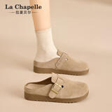 拉夏贝尔女鞋勃肯鞋女新款百搭外穿一脚蹬懒人平底包头鞋女-SLX133 沙色37