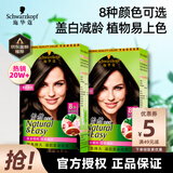 施华蔻 怡然植物盖白染发剂遮白发纯无氨温和配方染发霜染发膏男女通用 亚麻褐棕*2盒