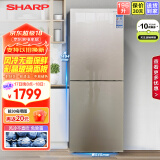 夏普（SHARP）两门冰箱 风冷无霜 节能电冰箱 小户型家用租房大冷冻 双开二门小冰箱 以旧换新 BCD-196WTGE-N米罗金+玻璃面板196升