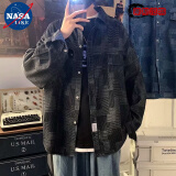 NASALIKE春秋季牛仔夹克外套男复古港风宽松长袖衬衣韩版潮流痞帅工装外套 【关注店铺优先发货】8015 黑色 XL