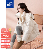 唐狮（TonLion）2024羽绒服女连帽保暖外套宽松 杏仁白 S