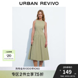 UR夏季新款女装时尚休闲简约压褶长款无袖连衣裙UWH740026 清水绿 S