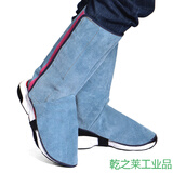 焊工牛皮护腿 电焊防烫护脚 脚盖 脚套 耐高温 耐磨 防火花飞溅 天蓝色32厘米牛皮护脚(粘贴款)