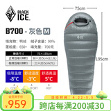 黑冰（BLACKICE）24新款【B系列鸭绒木乃伊式羽绒睡袋】户外露营单人羽绒睡袋 灰色 B700 M码（新标准）