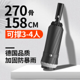 艾维希全自动雨伞双层男超大号三人车载反向伞折叠加厚加固抗风晴雨两用 270骨158CM防雨防晒-黑色