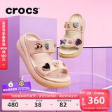 卡骆驰crocs经典泡芙凉鞋舒适耐磨坡跟泡芙鞋户外拖鞋|207670 石英粉-6UR(含智必星) 40 (250mm)