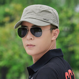 欧玪帽子男士春秋短檐平顶鸭舌帽休闲百搭夏季太阳防晒四季新款棒球帽 军绿色 均码