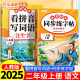 斗半匠 同步练字帖二年级上册 看拼音写词语 小学语文一年级练习册拼音拼读生字默写专项每日一练【2册】