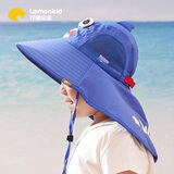 lemonkid儿童帽子夏宝宝遮阳帽男女童太阳帽亲子遮阳渔夫帽海洋蓝鲨鱼54